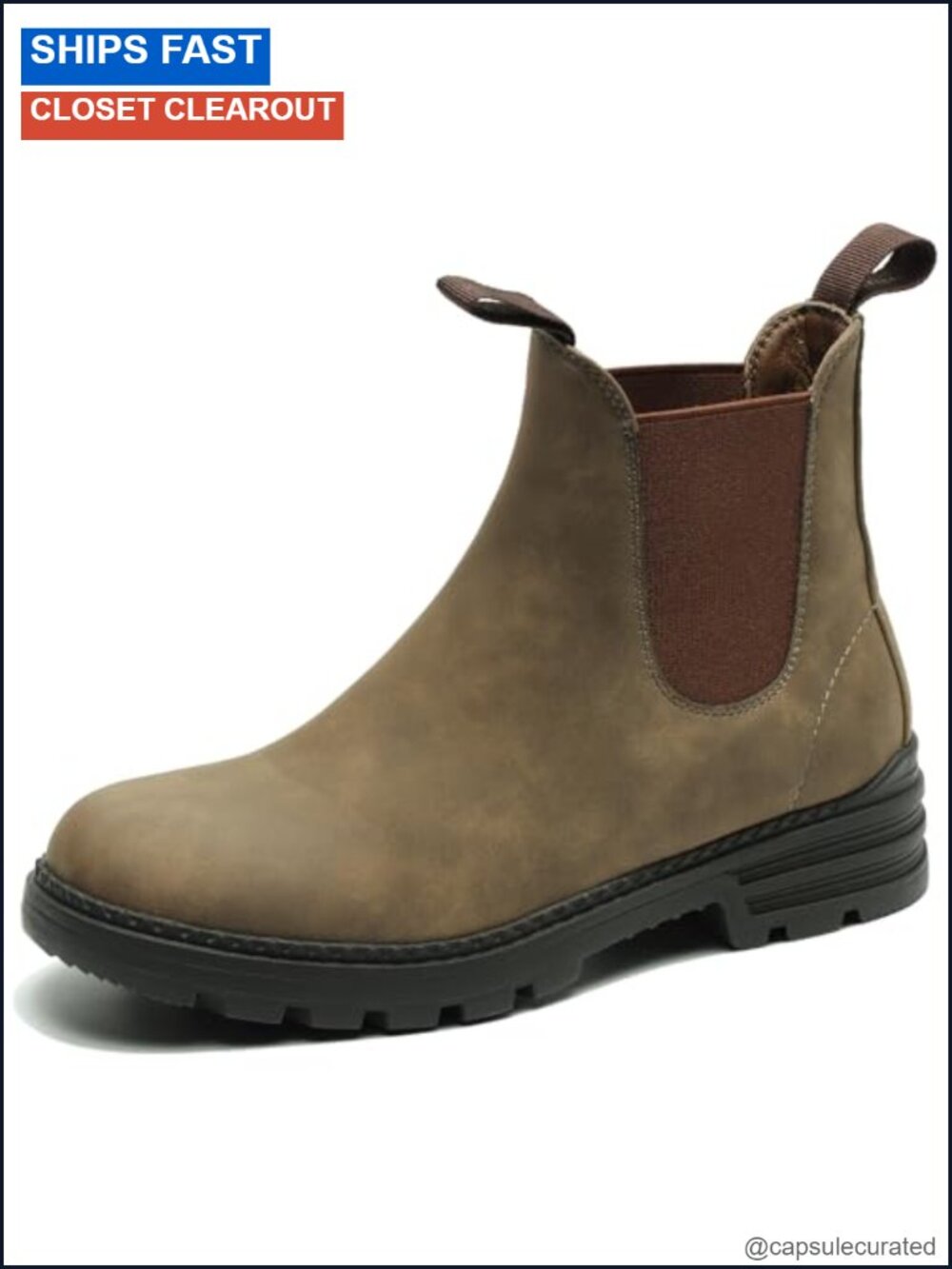 Waterproof Faux Leather Chelsea Ankle Boots for Women Slip-On Hiking